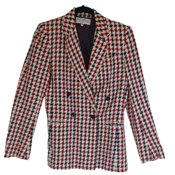 TED LAPIDUS Jackets & Blazers - Ted Lapidus Paris Vintage Haute Couture 1970 Houndstooth Women Blazer Jacket M